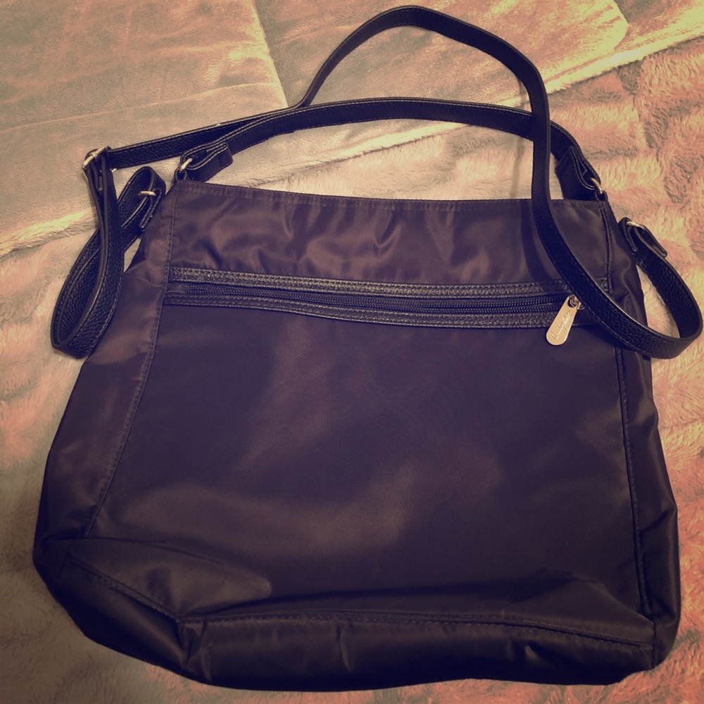 Thirty-One Black Nylon Cross Body Messenger Bag